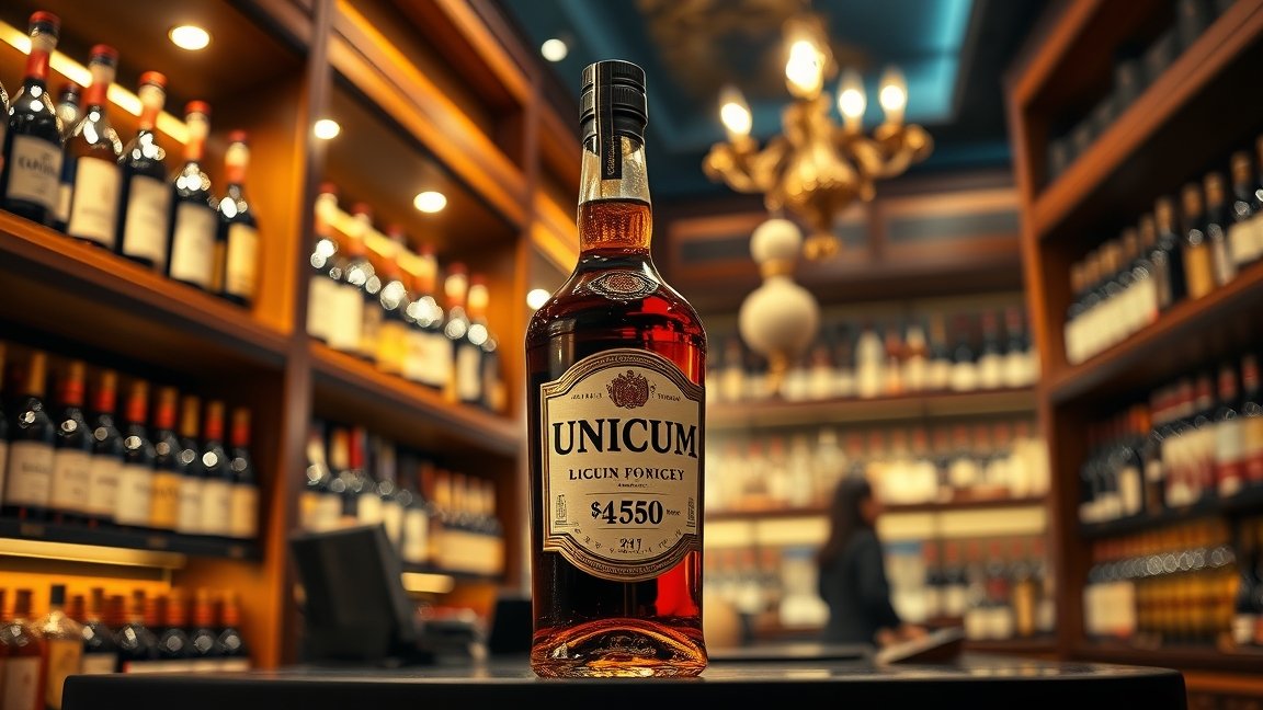 Unicum ital üveg a boltban, ára 4550 Ft