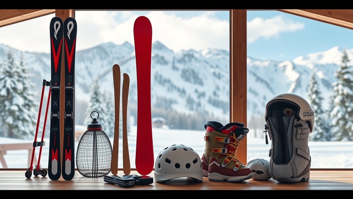 Téli sportfelszerelések kezdőknek: síléc, snowboard, korcsolya, védőfelszerelés.