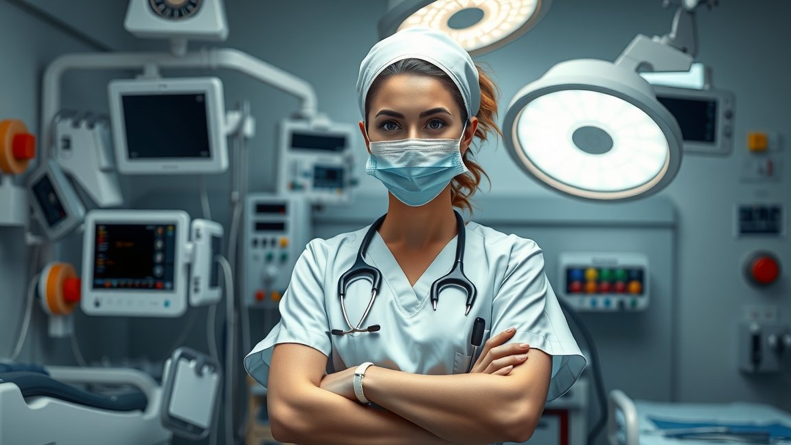 Általános ápoló egy modern egészségügyi intézményben