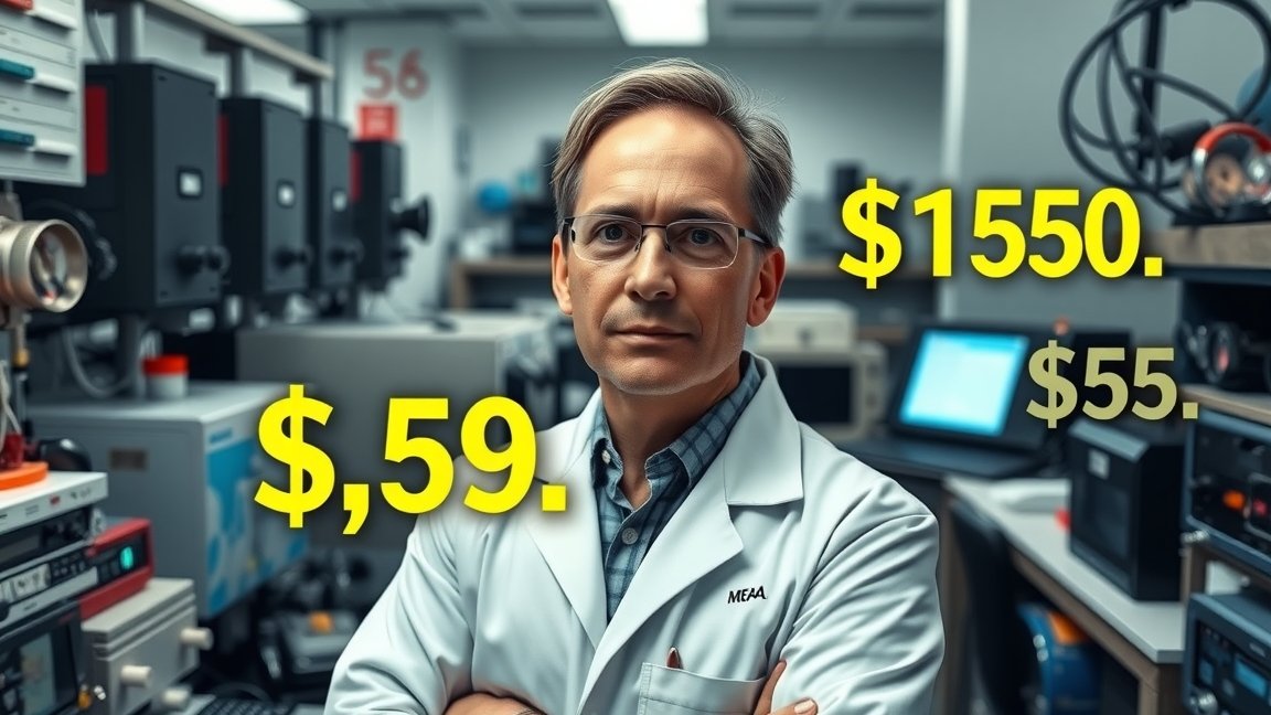 Atomfizikus laborban, különböző bérek kiemelve