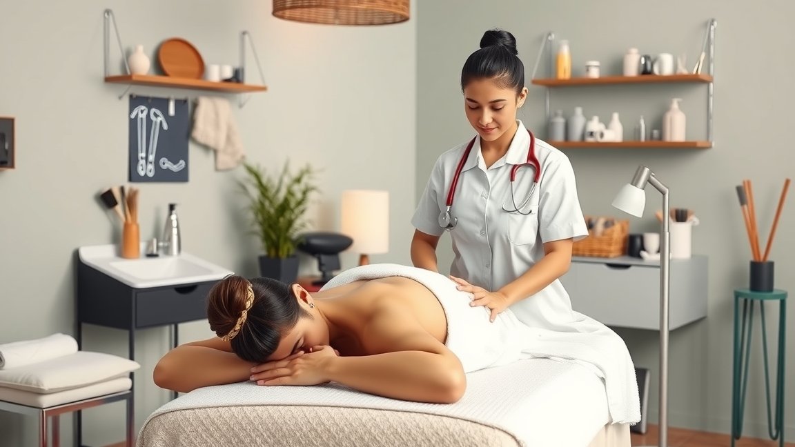 Gyógymasszőr relaxáló masszázst végez egy páciensek.