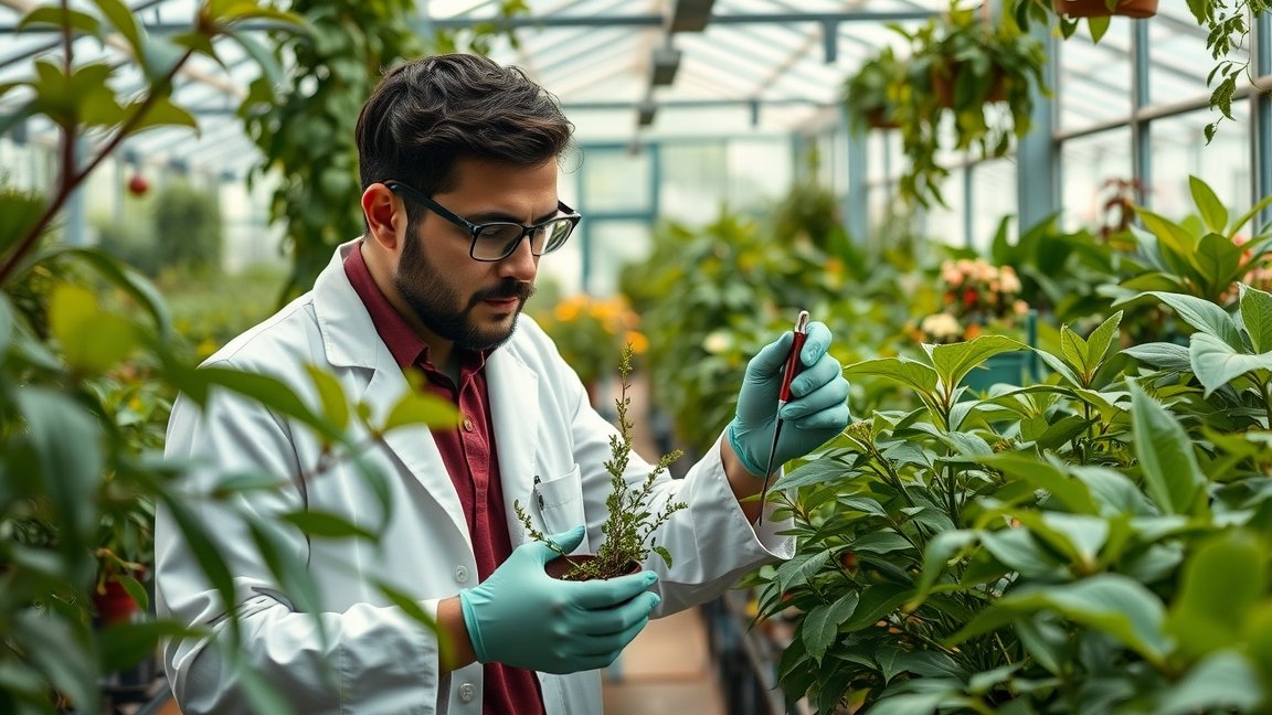 Növényorvos laboratóriumban, növények vizsgálata