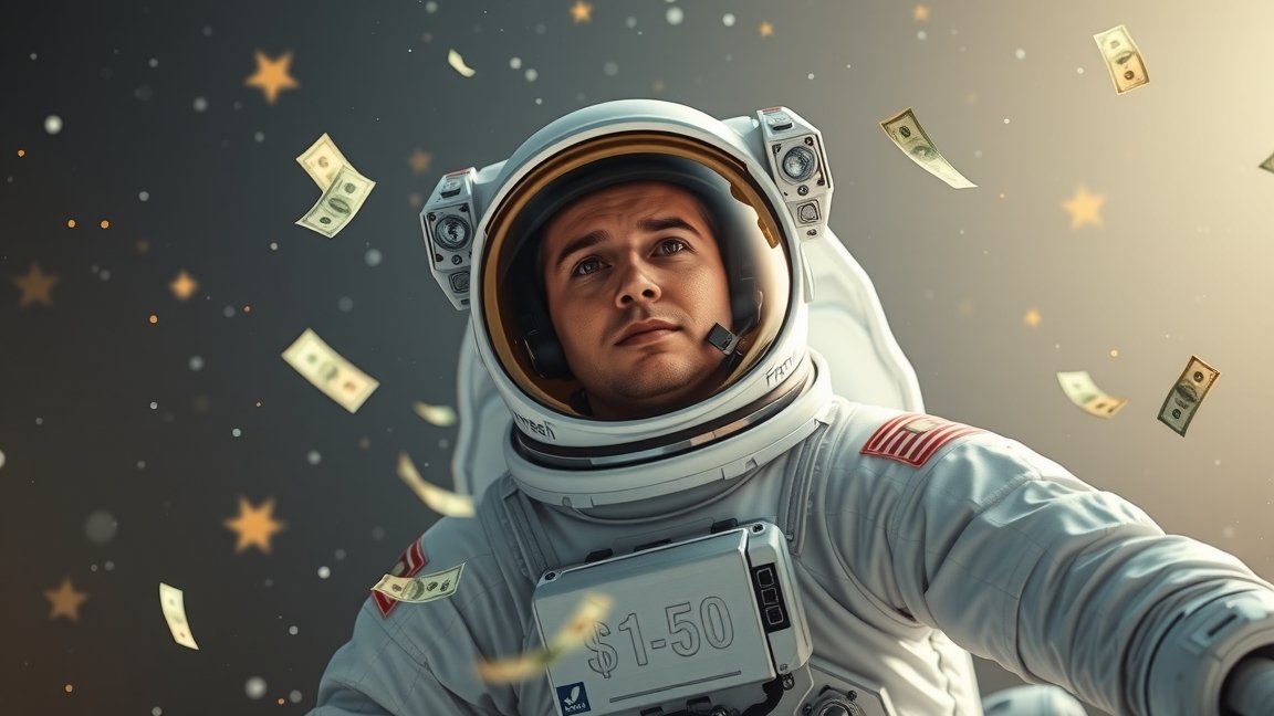 Űrhajós pénz és csillagok között egy galaxisban