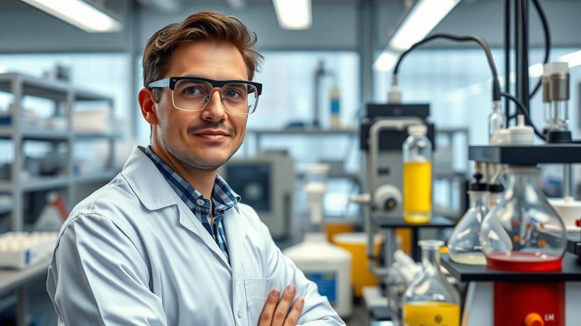 Vegyészmérnök laboratóriumban, szakmai környezetben