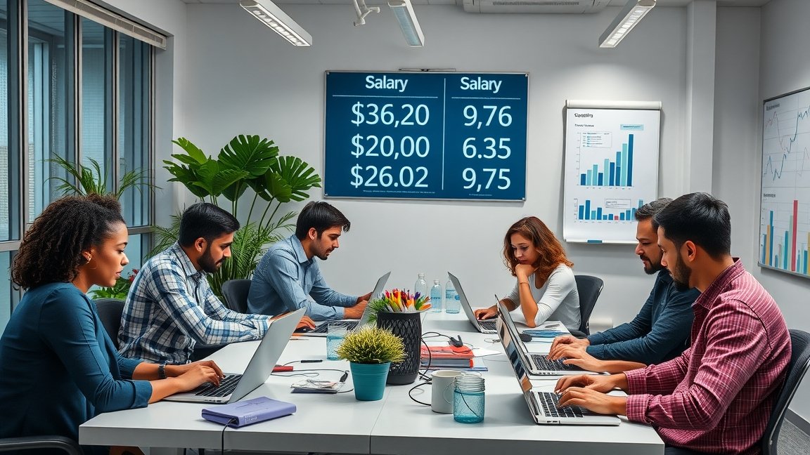 Online marketingesek munkakörnyezetében a fizetések elemzése.