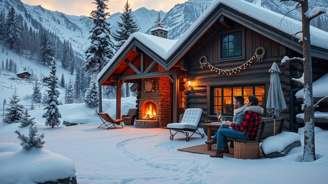 Romantikus téli hétvége egy hegyi panzióban, gyönyörű tájjal.