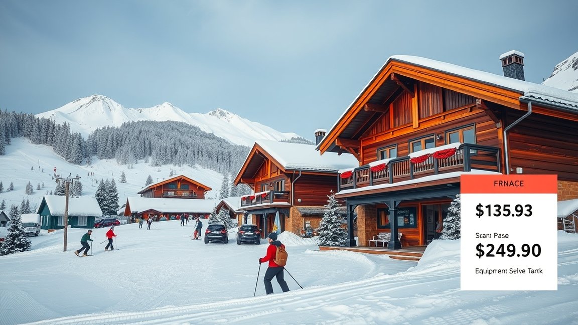 Téli síelés Franciaországban, hegyi üdülőházak és síelők