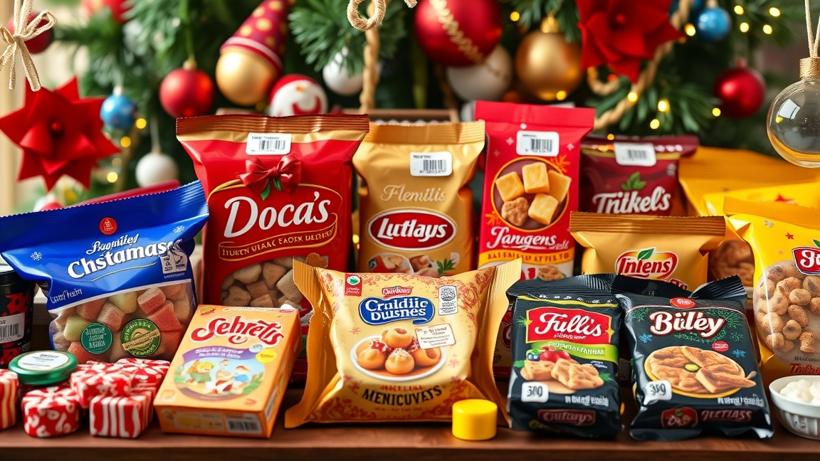 Szaloncukrok és édességek karácsonyi dekorációval