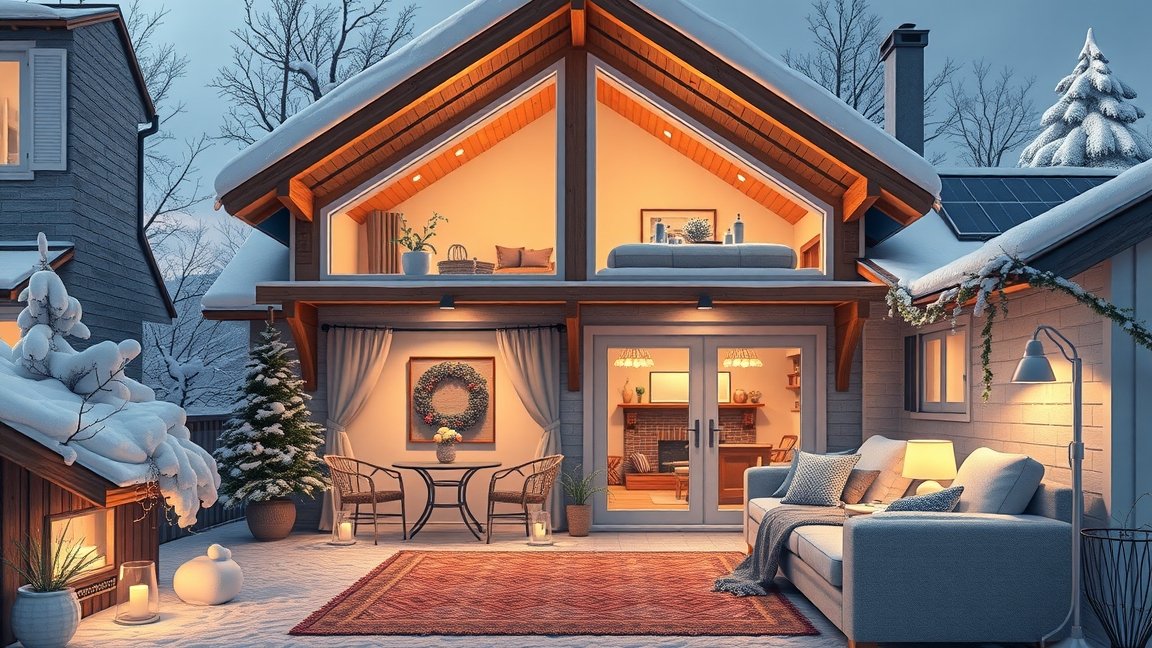 Téli otthon hőszigeteléssel és energiahatékonysággal.