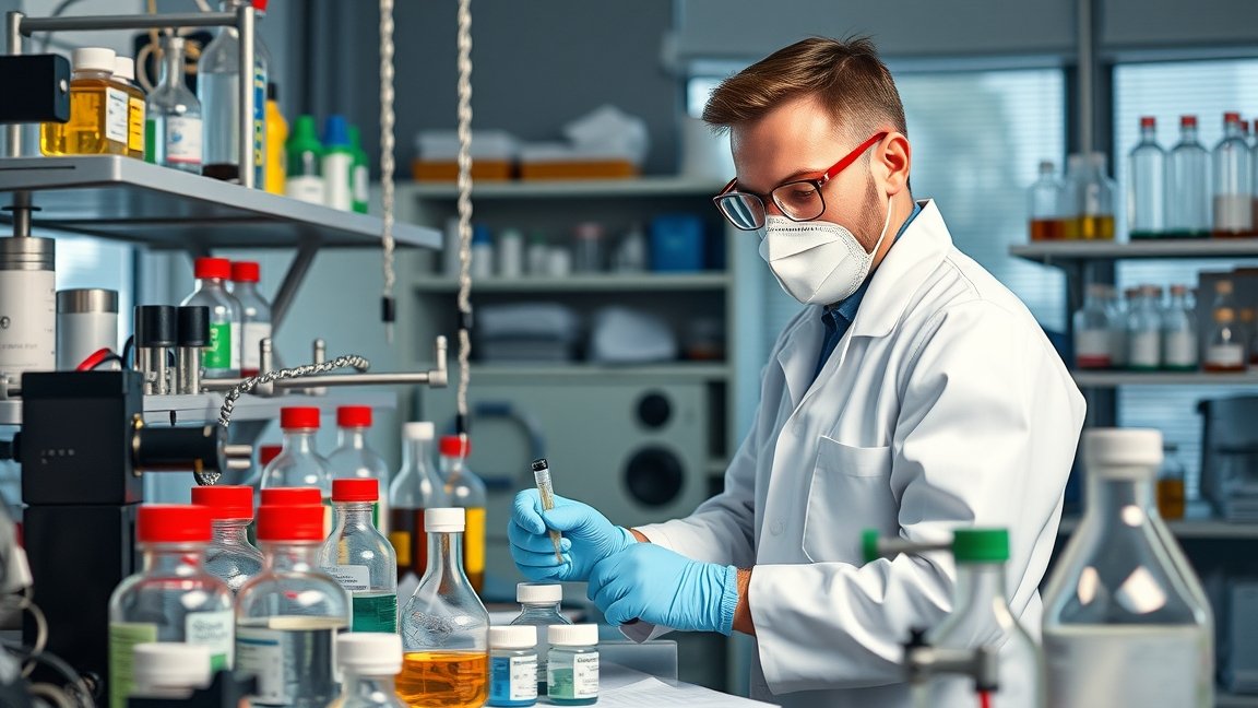 Vegyésztechnikus laboratóriumban dolgozik