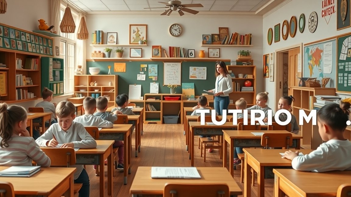 Waldorf iskola tanterme diákokkal és tanárral