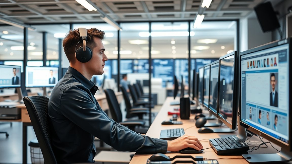 Webáruházi technikus munka közben számítógépes környezetben.
