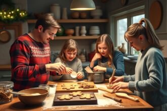 Családi mézeskalács sütés otthon, boldog pillanatokkal.