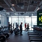 Modern edzőterem belső tér, havonta 50 dolláros bérlet