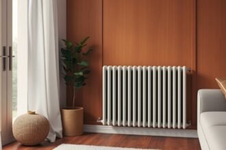 Modern elektromos radiátor egy otthonban, fűtési költségekkel kapcsolatosan
