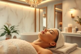 Fiatalító kezelés során pihenő nő egy kozmetikai szalonban