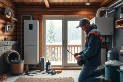 Télen gázkazán cseréje, szakember a munkáját végzi