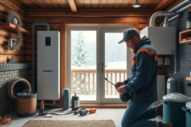 Télen gázkazán cseréje, szakember a munkáját végzi