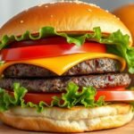 Házilag készített hamburger friss zöldségekkel és sajttal