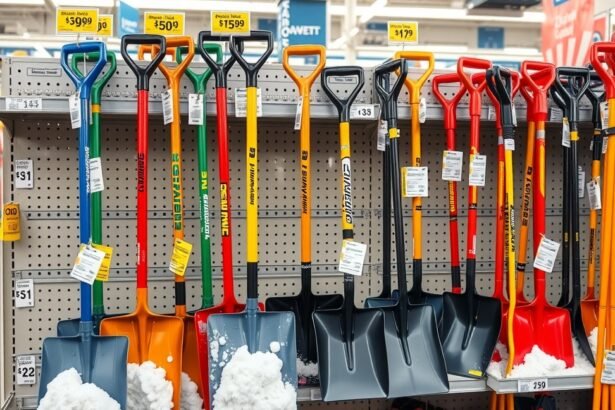 Hólapátok egy boltban különböző típusok és árkategóriák szerint.