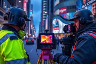 Hőkamerás felmérés folyamat közben az utcán