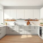 Modern IKEA konyha világos színű bútorokkal és letisztult dizájnnal