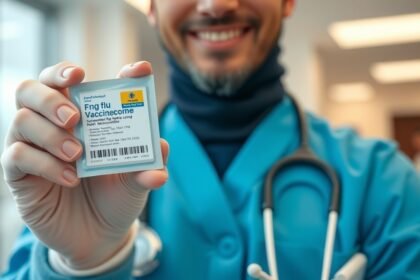 Influenza elleni oltási csomag bemutatása orvosi környezetben.