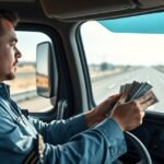 Kamionos bér, fizetés és munkakörülmények - járművezető a kormány mögött.