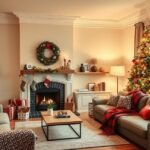 Karácsonyi díszítéssel ellátott lakás a szép ünnepi hangulatért.