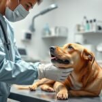 Állatorvos féreghajtást végez egy kutyánál