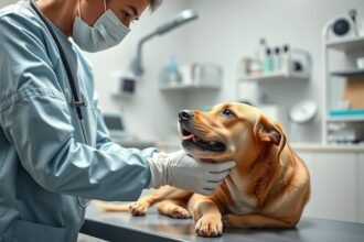 Állatorvos féreghajtást végez egy kutyánál