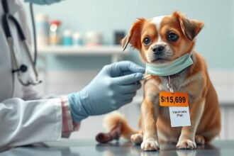 Kis kutya állatorvosi védőoltás előtt, ár jelzéssel