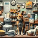 Állatok gondozásához szükséges eszközök és állatok egy raktárban.