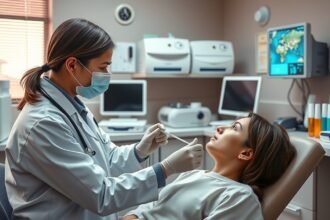 Allergiavizsgálat közben, orvos és páciens