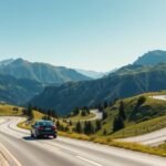 Alpesi autós kirándulás gyönyörű tájjal és kanyarokkal