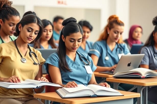 Kép az ápolói képzésen részt vevő hallgatókról az osztályteremben