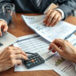 Két ember álláshirdetés költségeit számolja egy asztalnál.