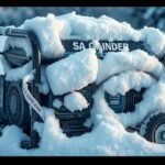 Hóval borított áramfejlesztő téli környezetben