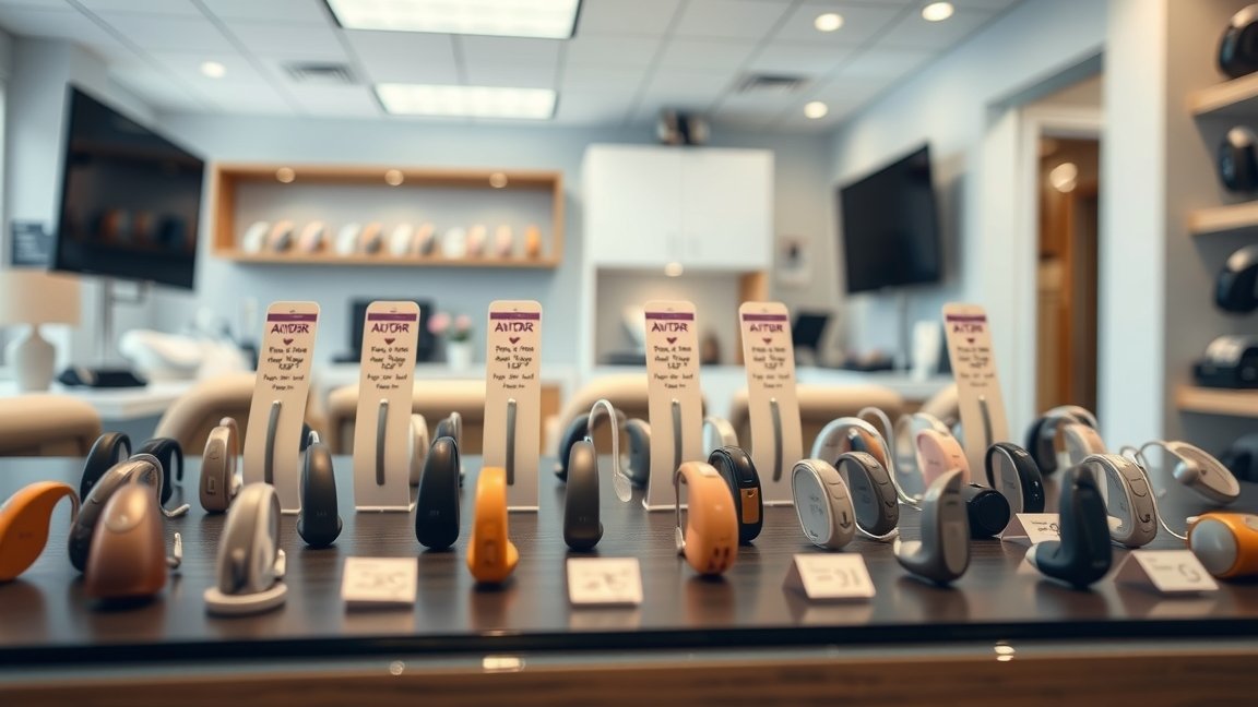 Hallókészülékek különböző típusaiból álló kiválasztás a boltban