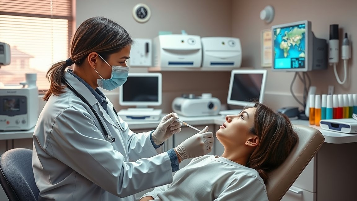 Allergiavizsgálat közben, orvos és páciens