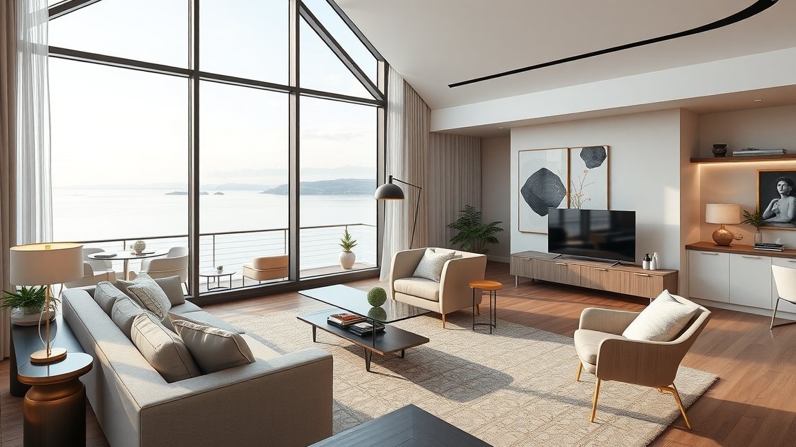 Modern apartman Siófokon a Balaton partján, gyönyörű kilátással.