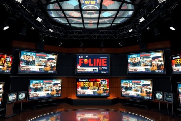 Televíziós reklámok bemutató stúdió belső tere.