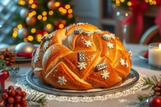 Prémium karácsonyi kalács ünnepi díszítésben