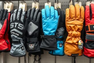 Színes sí- és snowboardkesztyűk különböző modellekben