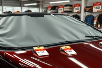 Szélvédő takaró különböző árakkal a boltban