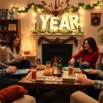 Baráti társaság szilveszteri társasjáték estéjén