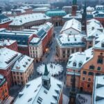 Téli városnéző túra hóval borított épületekkel