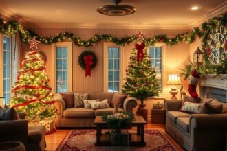 Karácsonyi dekoráció egy ünnepi hangulattal teli lakásban