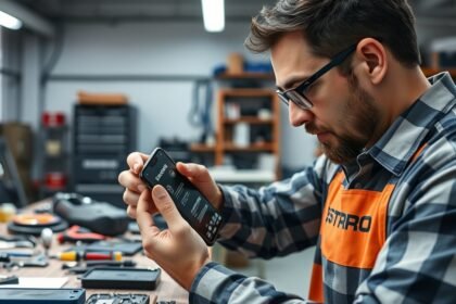 Mobiltelefon akkumulátor cserélés közben folyamat