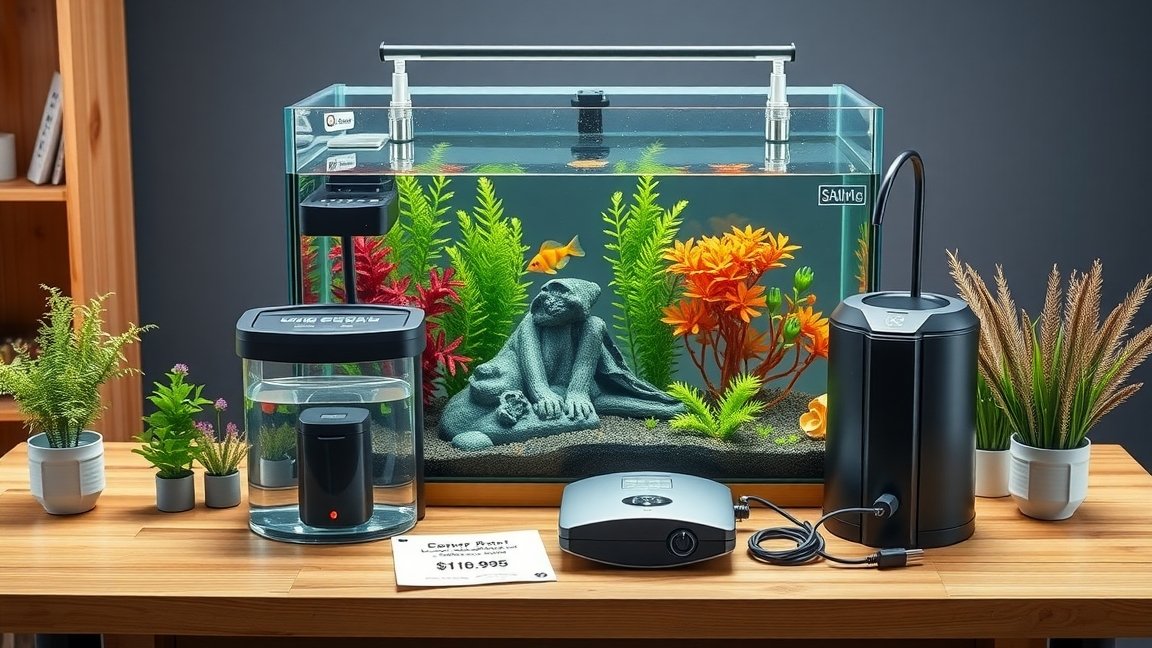 Kezdő akváriumi szett növényekkel és felszerelésekkel